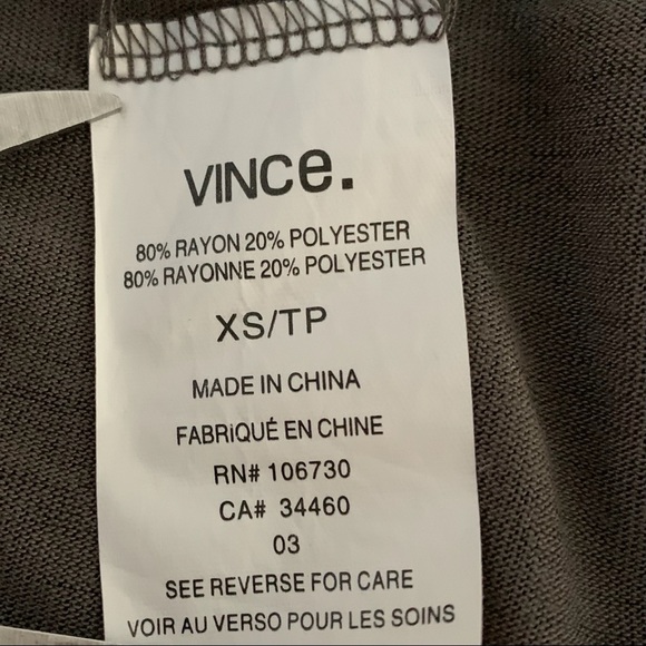 Vince Dolman Sleeve Top Gray Size XS - Picture 7 of 10